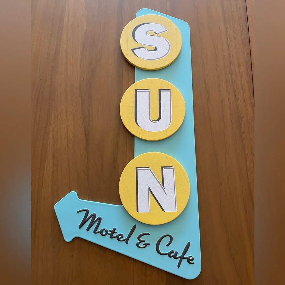 Novelty Wall Decor SUN Motel & Cafe Hanging Sign Target Bullseye